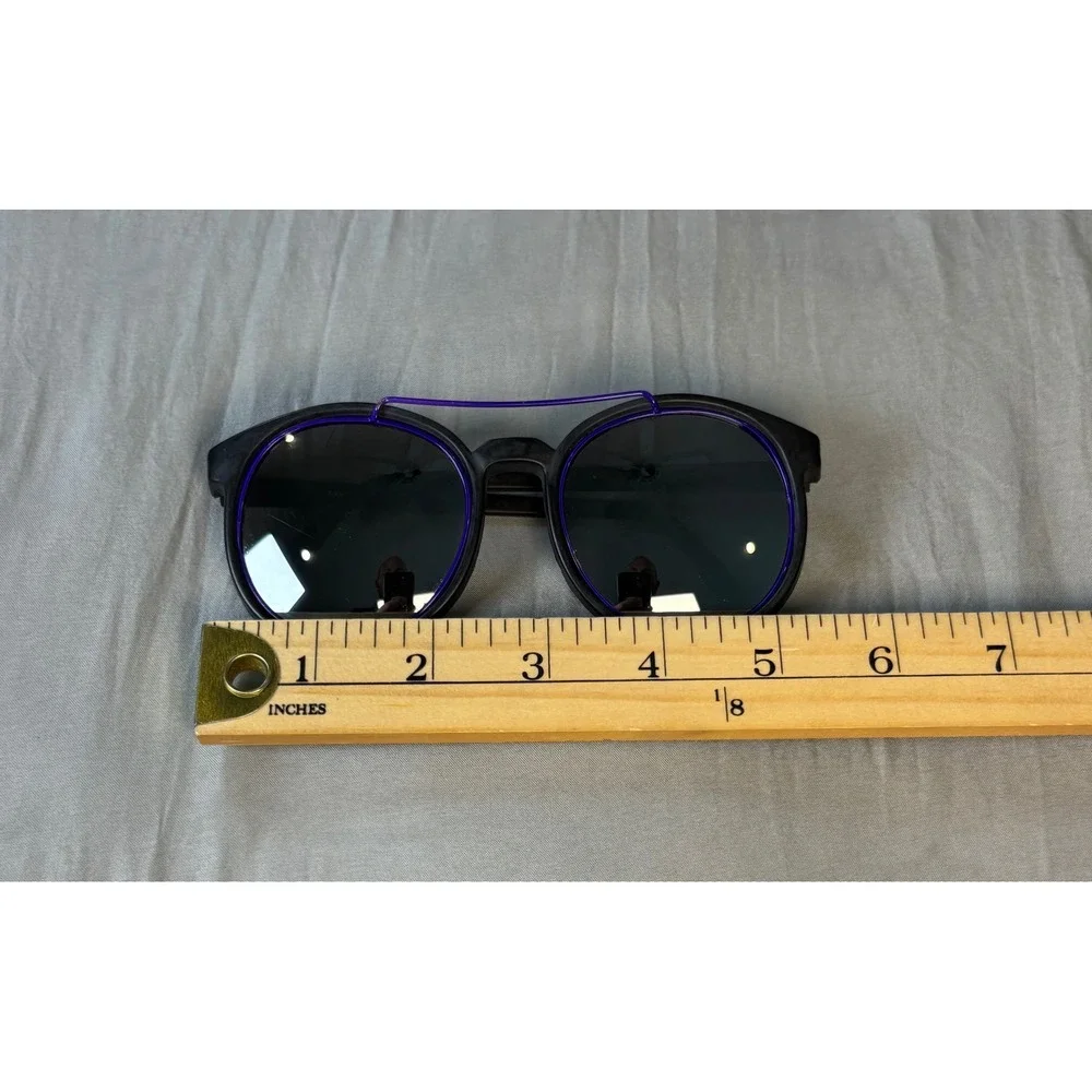 Vintage 80s Bugle Boy Sunglasses * frames only Black Purple Round  Taiwan